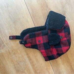 Cozy Red and Black Buffalo Plaid Hat with Ear Flaps